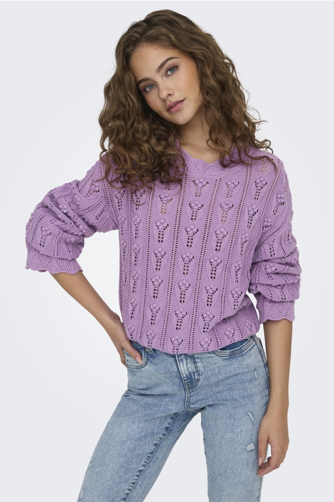 JDYMARIE L/S O-NECK DOT PULLOVER KN 15343843 SHEER LILAC