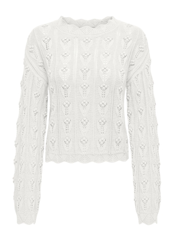 Jacqueline de Yong Trui JDYMARIE L/S O-NECK DOT PULLOVER KN 15343843 CLOUD DANCER