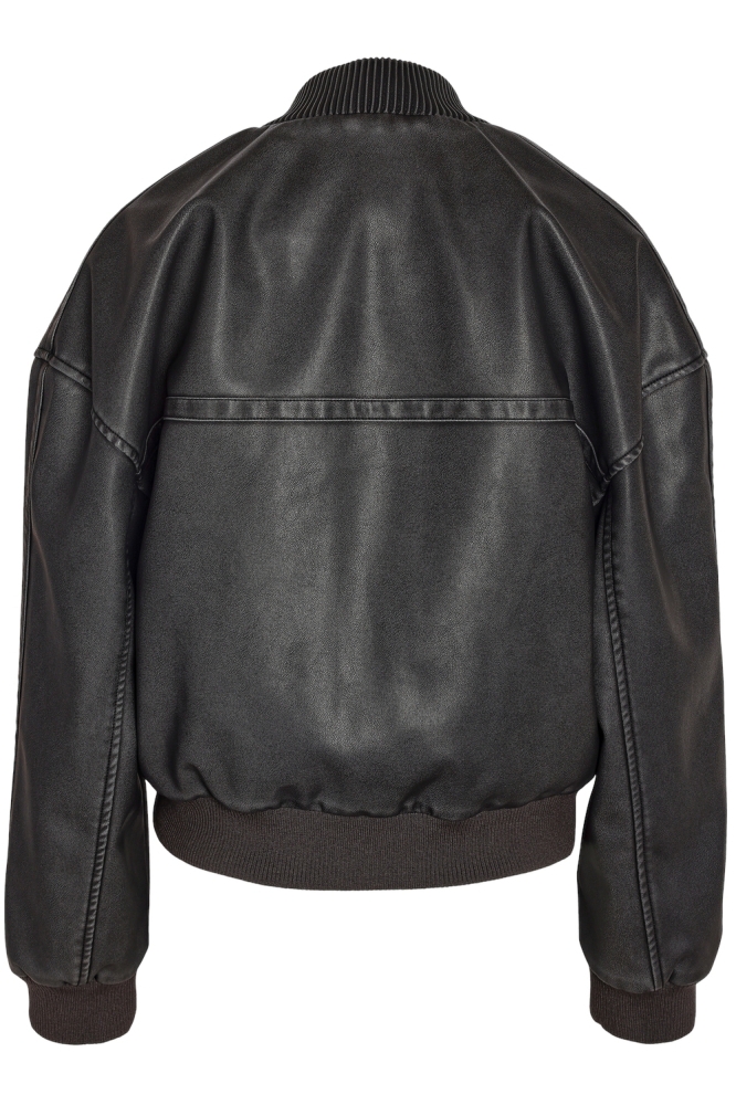 NMDIXIE PU L/S WASHED BOMBER JACKET 27031373 BLACK/WASHED