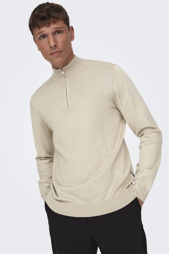 ONSWYLER LIFE REG 14 HALF ZIP KNIT 22021264 SILVER LINING