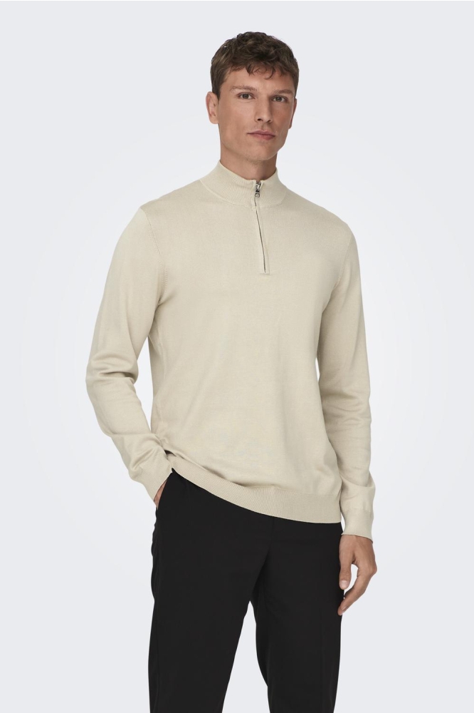 ONSWYLER LIFE REG 14 HALF ZIP KNIT 22021264 SILVER LINING