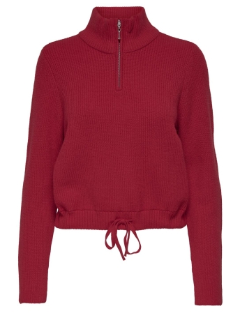 Only Trui ONLFIA LS ZIP HIGHNECK KNT NOOS 15279907 TRUE RED