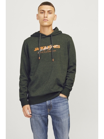 Jack & Jones Trui JJALVIS SWEAT HOOD 12256848 KOMBU GREEN/MELANGE