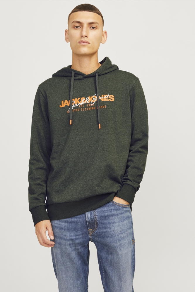 JJALVIS SWEAT HOOD 12256848 KOMBU GREEN/MELANGE