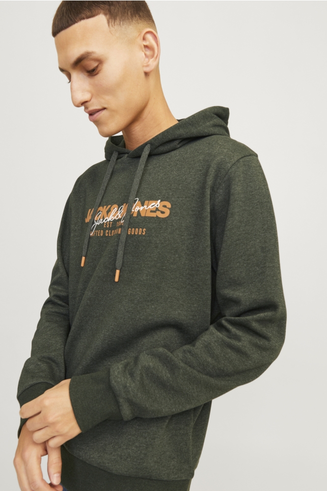 JJALVIS SWEAT HOOD 12256848 KOMBU GREEN/MELANGE