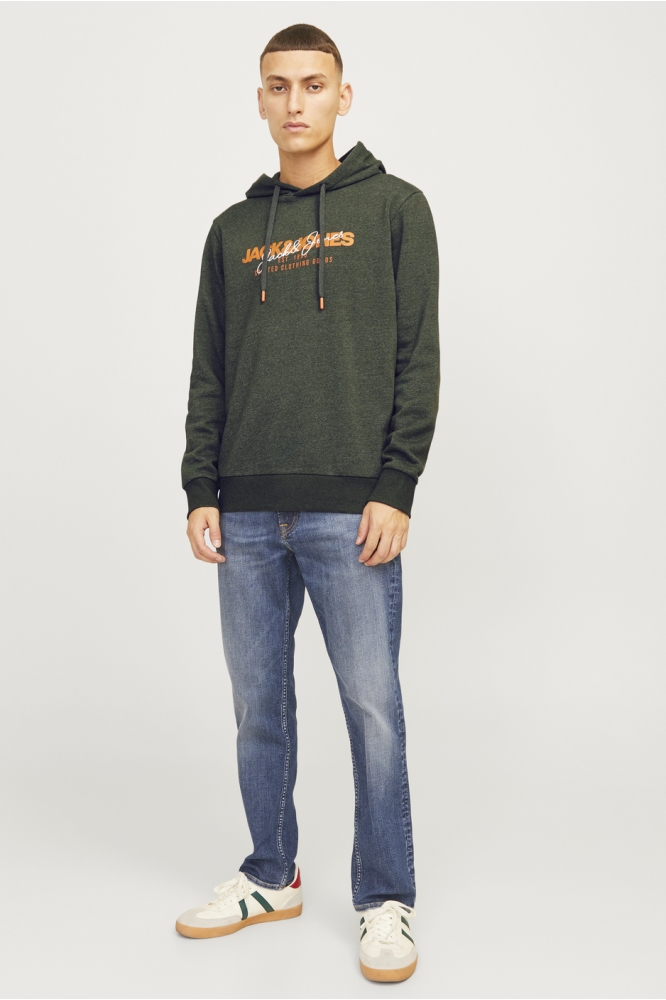 JJALVIS SWEAT HOOD 12256848 KOMBU GREEN/MELANGE