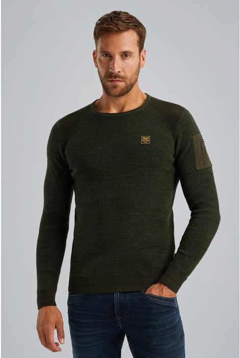 PME legend r-neck cotton rib melee knit