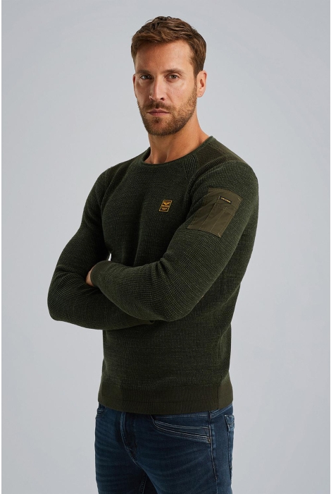 PME legend r-neck cotton rib melee knit