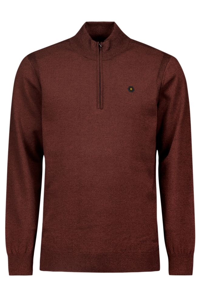 PULLOVER MET HALVE RITS EN TWEEKLEURIG MELANGE 25210885SN 092 RUSTY