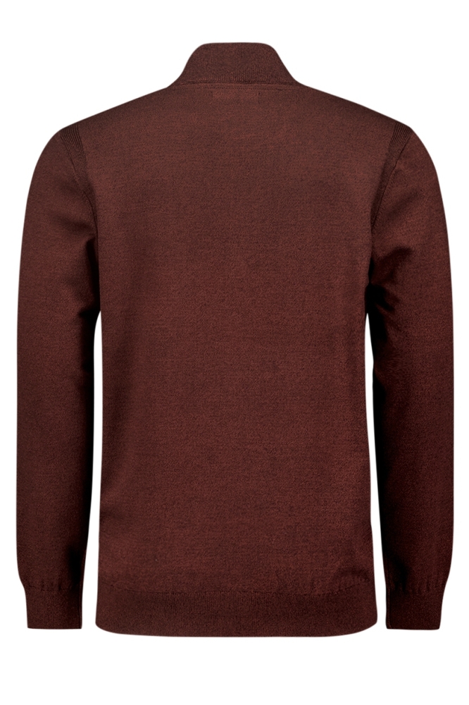 PULLOVER MET HALVE RITS EN TWEEKLEURIG MELANGE 25210885SN 092 RUSTY