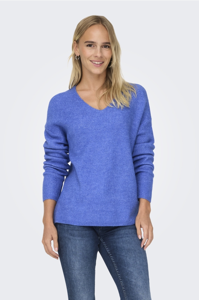 ONLCAMILLA V-NECK L/S PULLOVER KNT 15204588 ULTRAMARINE/MELANGE