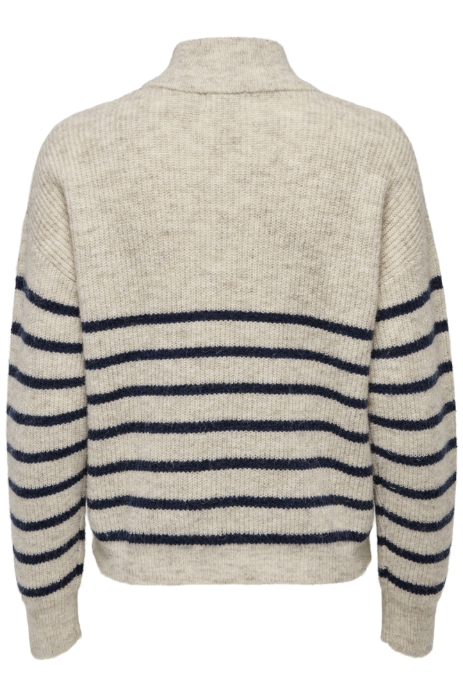 ONLTOKYO L/S ZIP PULLOVER KNT NOOS 15282472 PUMICE STONE/BLUE STRIP