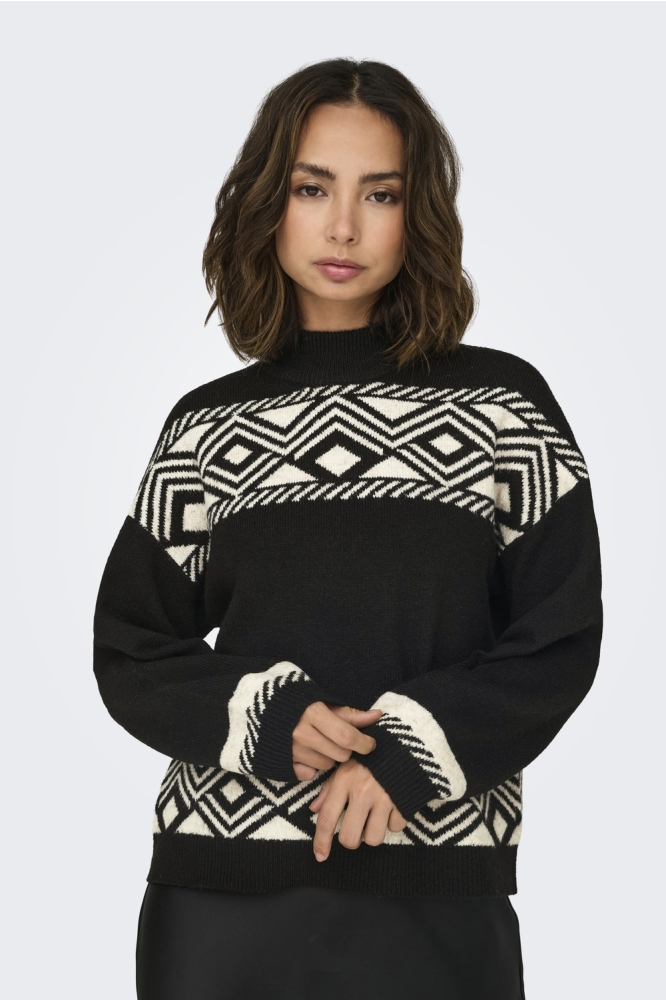 ONLVICTORIA L/S PULLOVER KNT NOOS 15321179 Black/PUMICE STONE