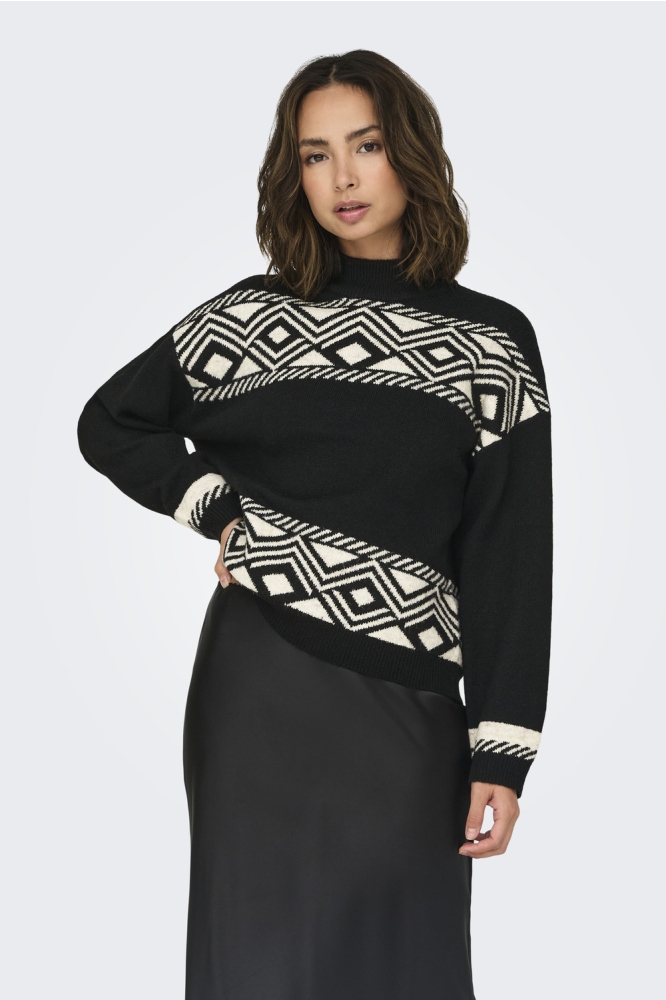 ONLVICTORIA L/S PULLOVER KNT NOOS 15321179 Black/PUMICE STONE