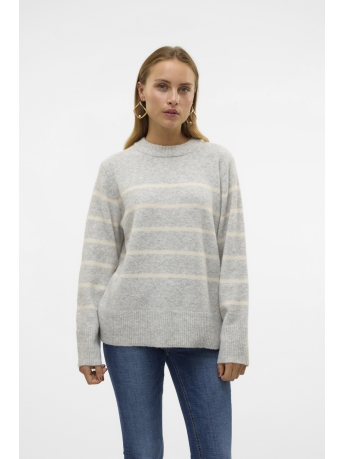 Vero Moda Trui VMFLAWLESS LS O-NECK PULLOVER GA NO 10320487 Light Grey Mela/W. BIRCH