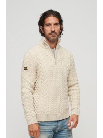 Superdry Trui JACOB CABLE KNIT HALF ZIP M6110639A ECRU