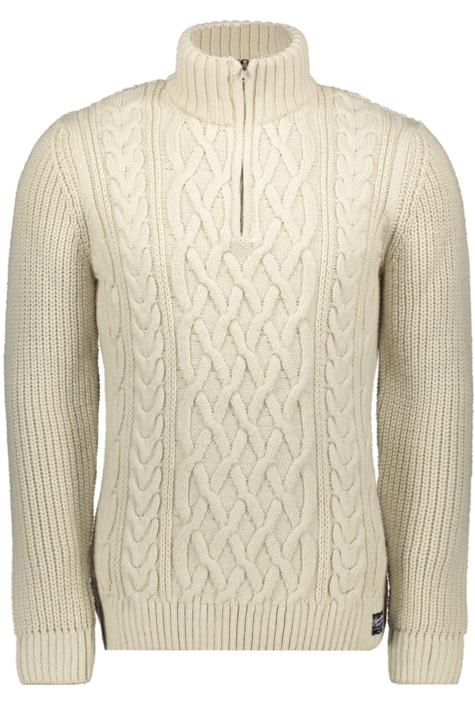 JACOB CABLE KNIT HALF ZIP M6110639A ECRU