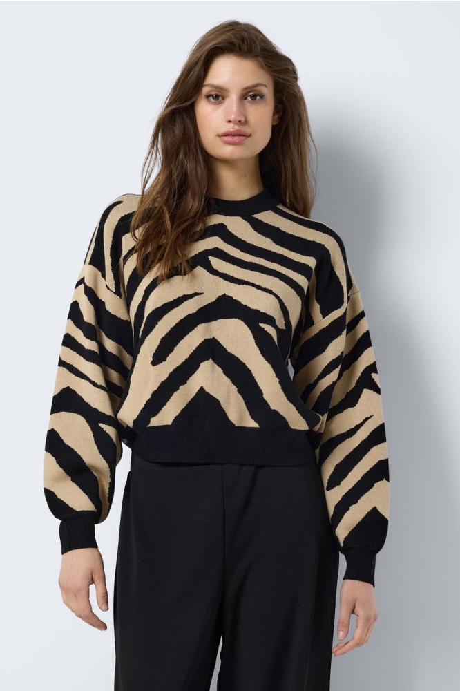 NMCHARLOTT L/S O-NECK KNIT NOOS 27028159 Black pattern nomad