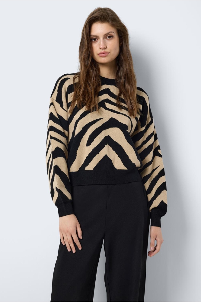 NMCHARLOTT L/S O-NECK KNIT NOOS 27028159 Black pattern nomad