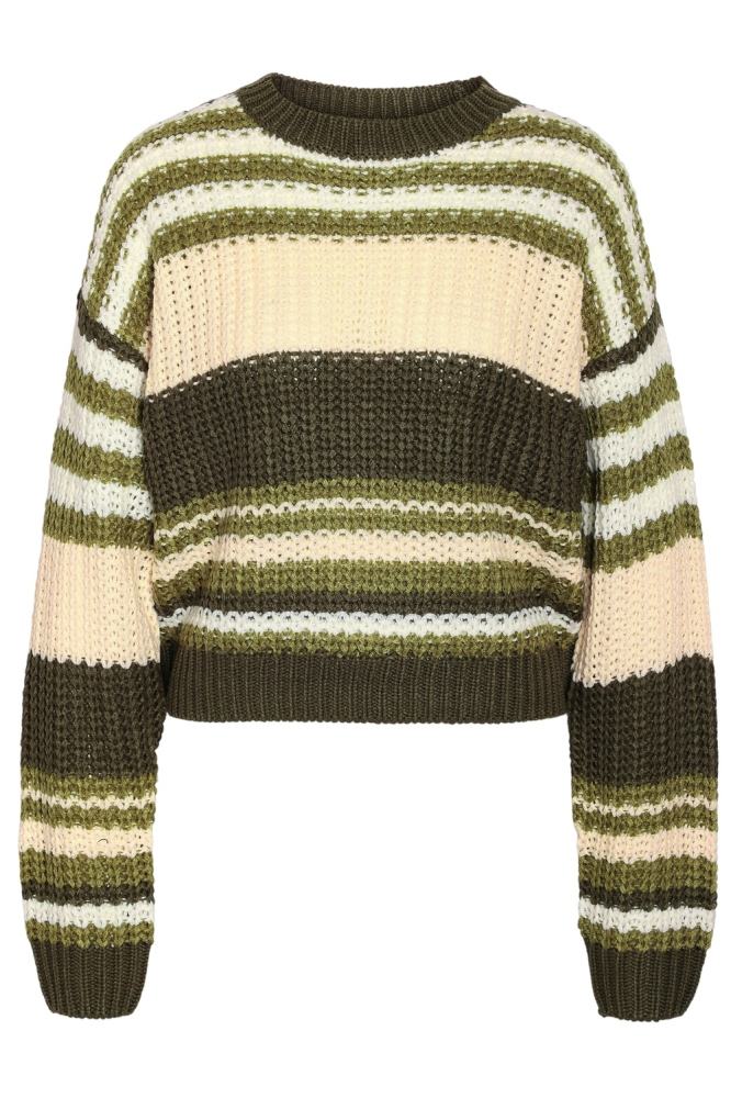 NMCHARLIE L/S O-NECK STRIPE KNIT 27020786 Kalamata