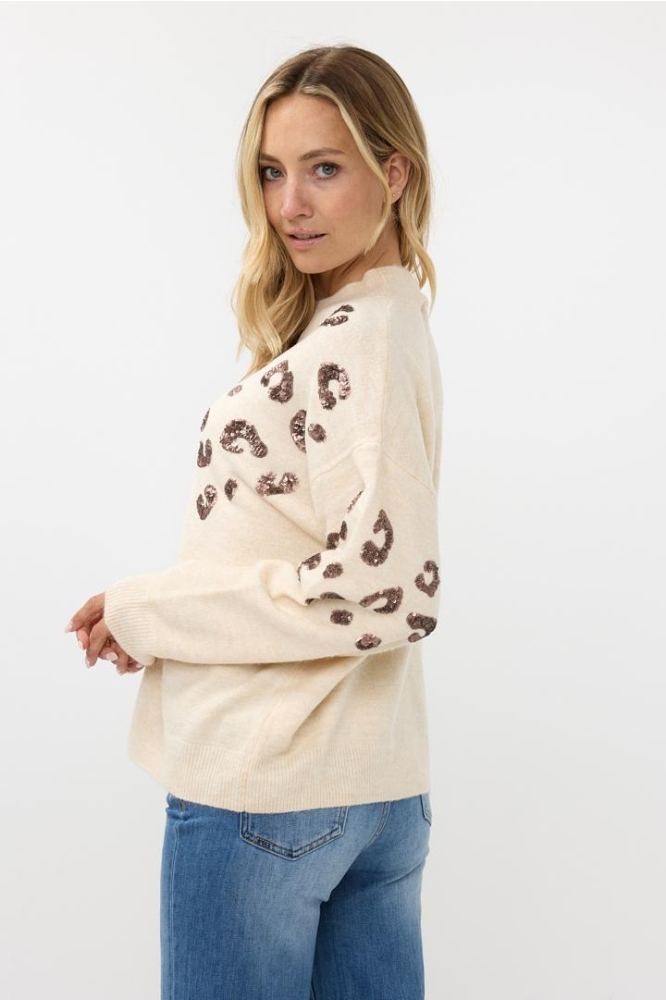 SWEATER ANIMAL SEQUINS F24 27500 BEIGE