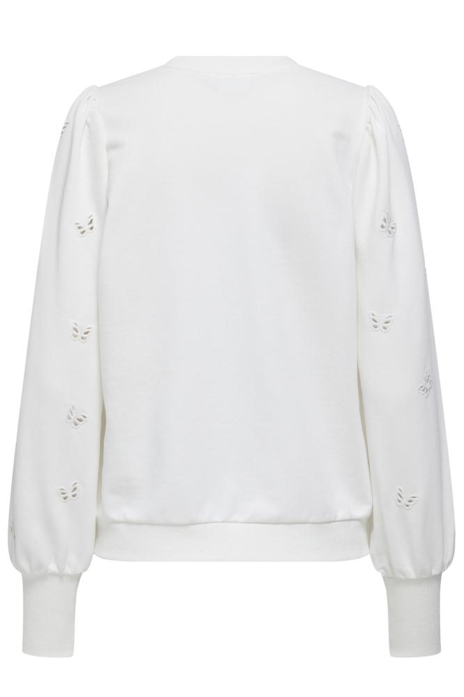 ONLFEMME L/S PUFF EMBROIDERY UB SWT 15315687 CLOUD DANCER/BUTTERFLY