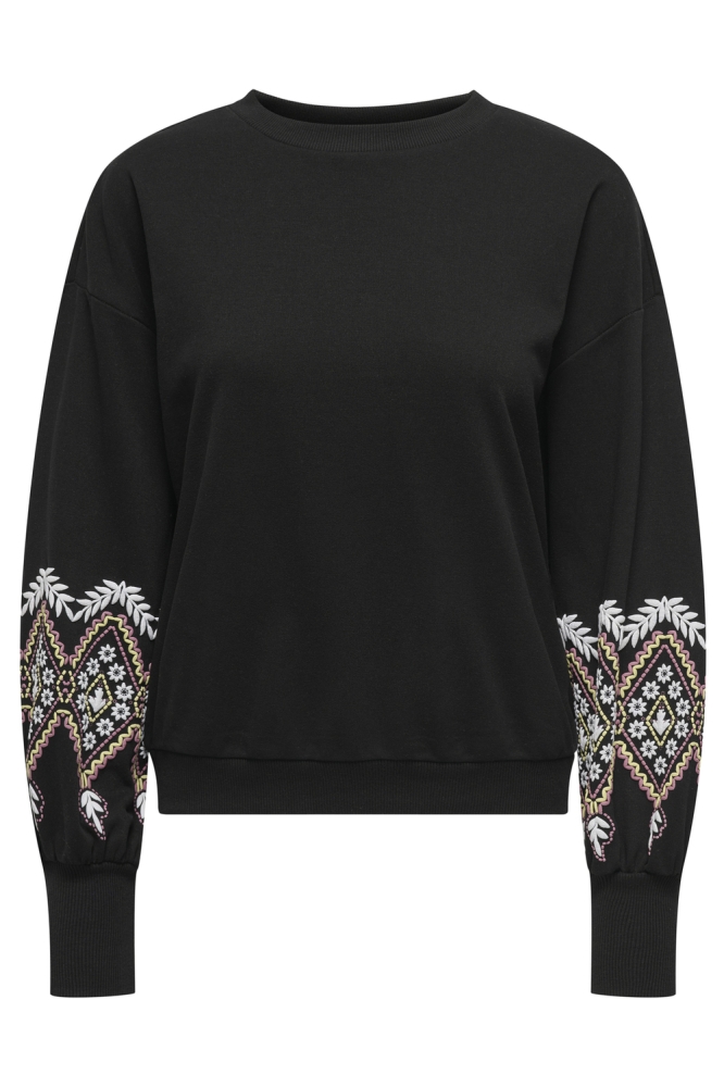 ONLBROOKE L/S O-NECK PRINT SWT 15343795 Black/Ethnic