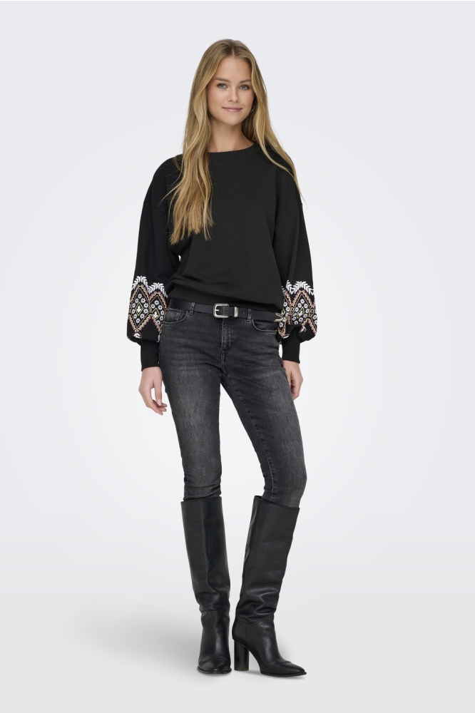 ONLBROOKE L/S O-NECK PRINT SWT 15343795 Black/Ethnic