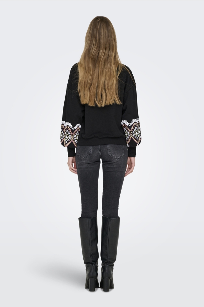 ONLBROOKE L/S O-NECK PRINT SWT 15343795 Black/Ethnic