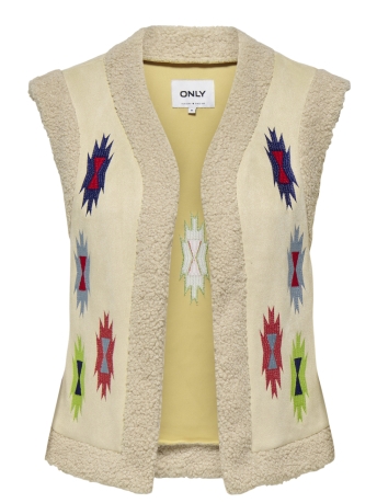 Only Vest ONLFRIDA AZTEC EMB. WAISTCOAT CS OT 15319130 PUMICE STONE/MULTI COLORS EMB