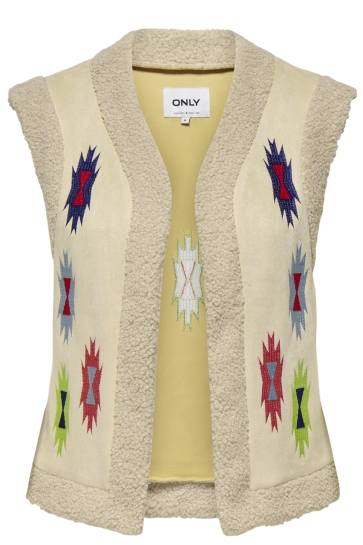 Only Vest ONLFRIDA AZTEC EMB. WAISTCOAT CS OT 15319130 PUMICE STONE/MULTI COLORS EMB