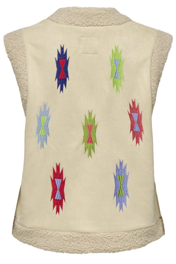 ONLFRIDA AZTEC EMB. WAISTCOAT CS OT 15319130 PUMICE STONE/MULTI COLORS EMB