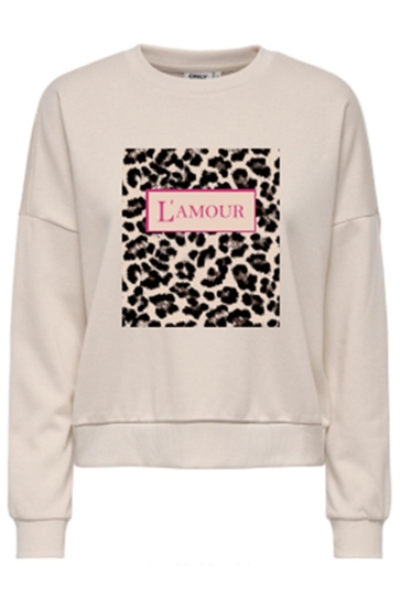 Only Trui ONLFRESH L/S SWEAT CS SWT 15351924 Birch/Lamour Leo