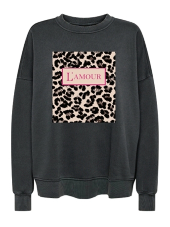 Only Trui ONLFRESH L/S SWEAT CS SWT 15351924 Black/Washed lamour leo