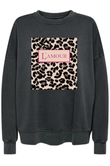 Only Trui ONLFRESH L/S SWEAT CS SWT 15351924 Black/Washed lamour leo