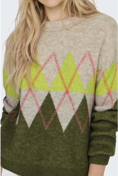 Jacqueline de Yong jdyaria l/s o-neck argyle pullover