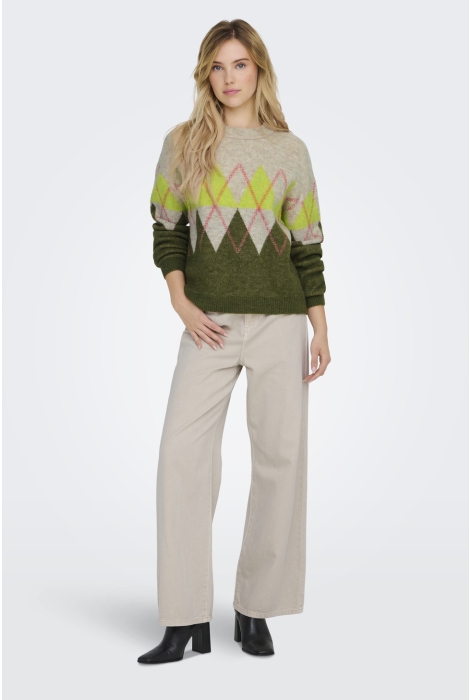 Jacqueline de Yong jdyaria l/s o-neck argyle pullover