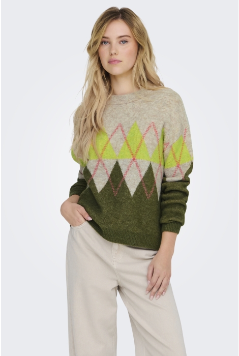 Jacqueline de Yong jdyaria l/s o-neck argyle pullover