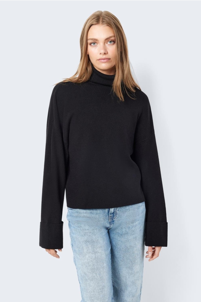 NMCLOE L/S ROLL NECK KNIT S 27027545 BLACK