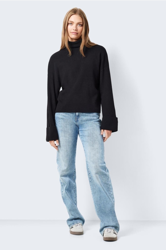 NMCLOE L/S ROLL NECK KNIT S 27027545 BLACK