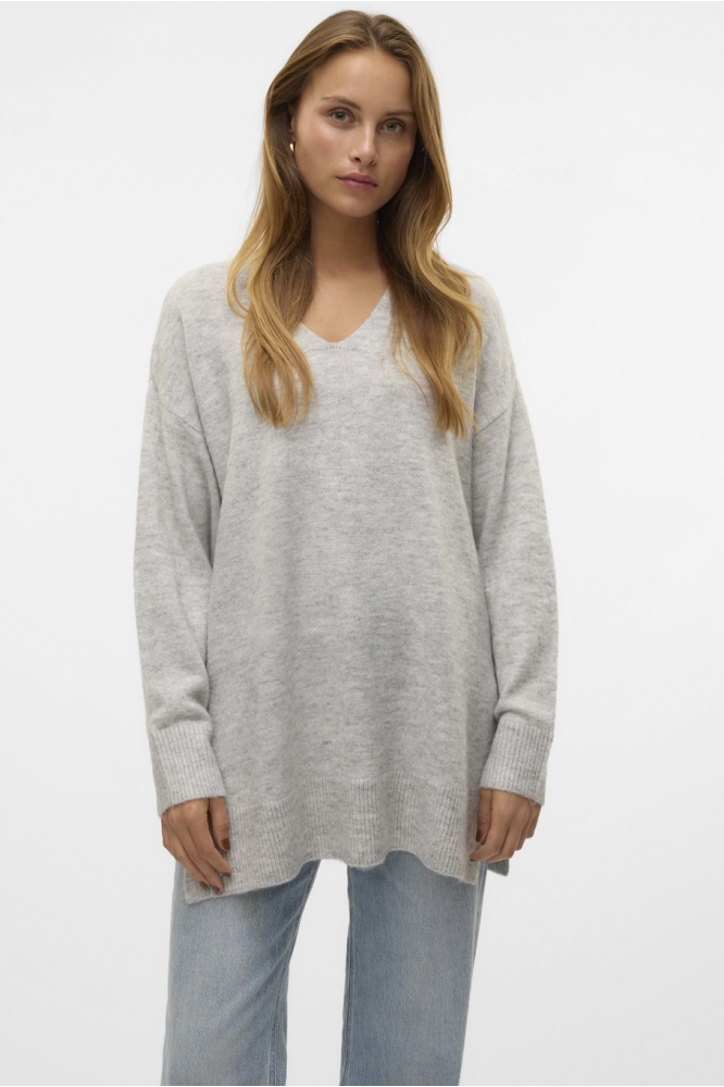 VMFILUCA LS V-NECK LONG PULLOVER GA 10310514 LIGHT GREY MELANGE