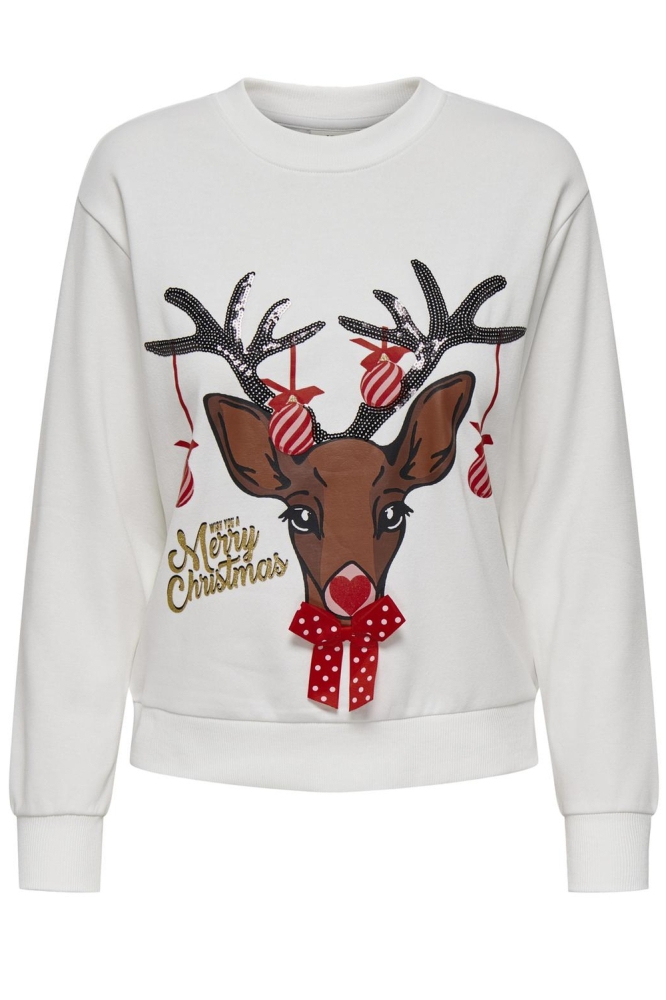 JDYPARIS L/S XMAS SWEAT JRS ATK 15331693 CLOUD DANCER/REINDEER