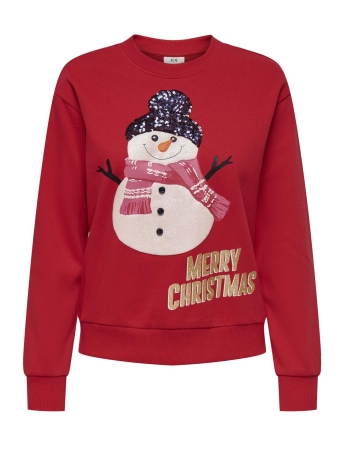 Jacqueline de Yong Trui JDYPARIS L/S XMAS SWEAT JRS ATK 15331693 TRUE RED/SNOWMAN