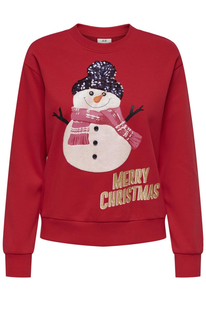 JDYPARIS L/S XMAS SWEAT JRS ATK 15331693 TRUE RED/SNOWMAN