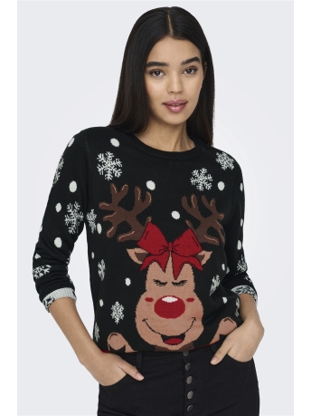 Jacqueline de Yong Trui JDYLUCIA L/S X-MAS JACQUARD PULLOVE 15238375 BLACK/REINDEER