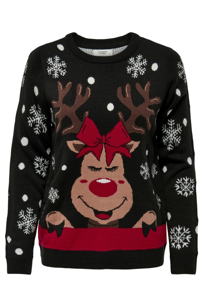 JDYLUCIA L/S X-MAS JACQUARD PULLOVE 15238375 BLACK/REINDEER