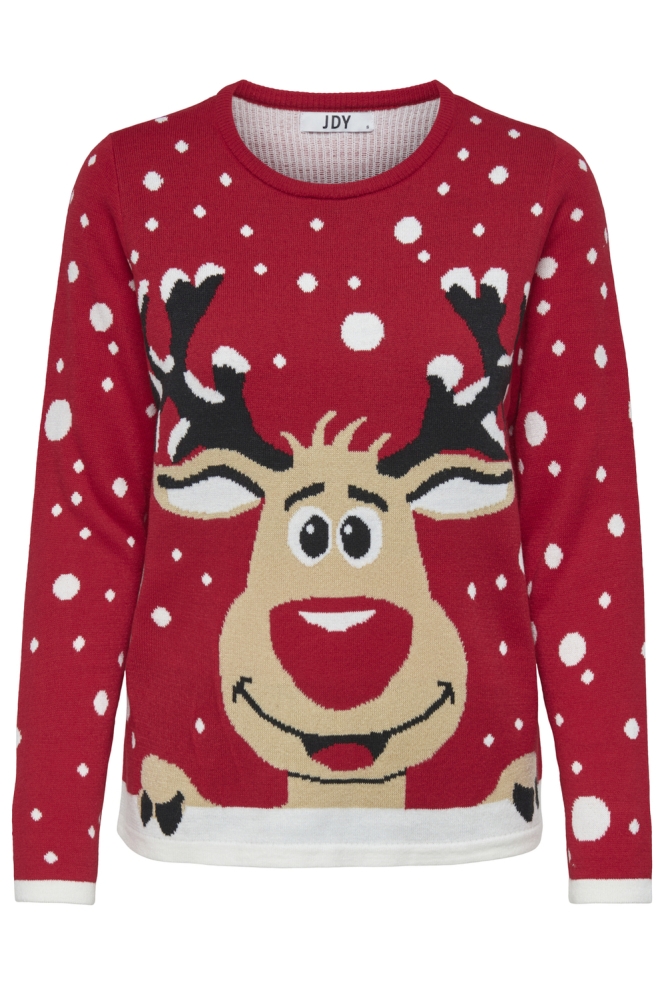 JDYLUCIA L/S X-MAS JACQUARD PULLOVE 15238375 TRUE RED/REINDEER