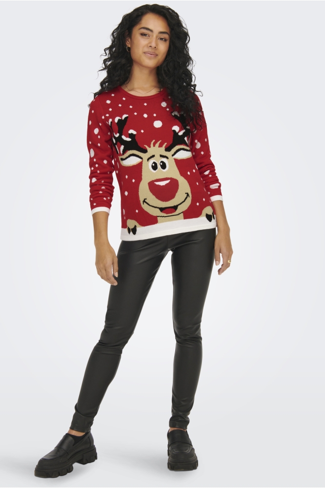 JDYLUCIA L/S X-MAS JACQUARD PULLOVE 15238375 TRUE RED/REINDEER