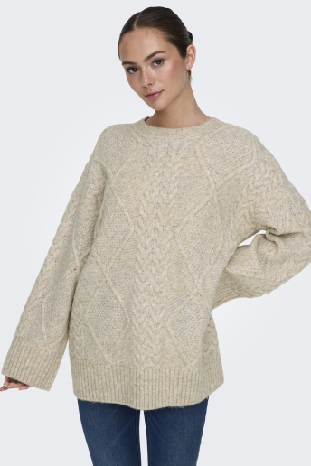 Jacqueline de Yong Trui JDYSILJA L/S LONG CABLE PULLOV. KNT 15330701 OATMEAL