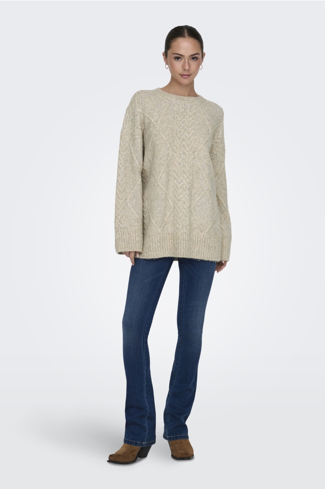 JDYSILJA L/S LONG CABLE PULLOV. KNT 15330701 OATMEAL